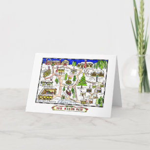 Festiva Tarjeta de Navidades del mapa del Polo Norte