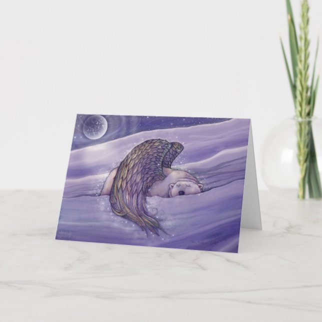 Festiva Tarjeta de Navidades del oso polar Angel de Molly  (Anverso)