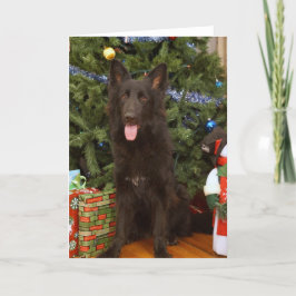 Festiva Tarjeta de Navidades del Pastor Alemán Negro
