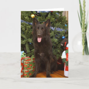 Festiva Tarjeta de Navidades del Pastor Alemán Negro