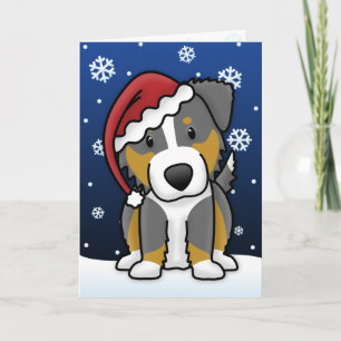 Festiva Tarjeta de Navidades del Pastor Australiano Kawaii