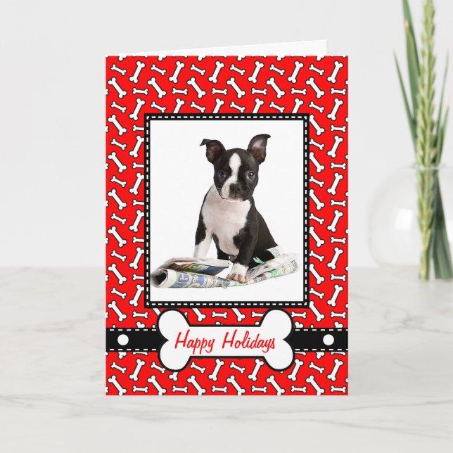 Festiva Tarjeta de navidades del perro - traviesa o agrada (Anverso)