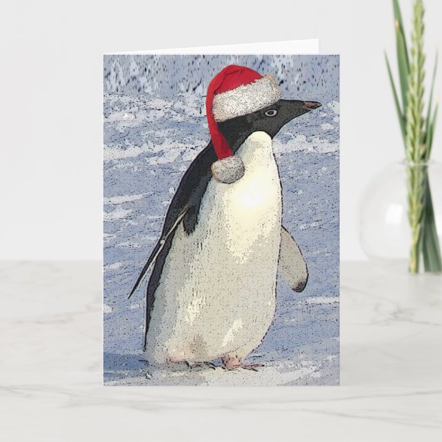 Festiva Tarjeta de Navidades del pingüino (Anverso)