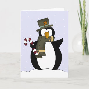 Festiva Tarjeta de Navidades del pingüino festivo