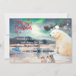 Festiva Tarjeta de Navidades del Polo Norte del Oso Polar 