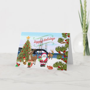 Festiva Tarjeta de Navidades del puente Mackinac