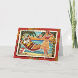 Festiva Tarjeta de Navidades del Tiki Bar Santa Claus