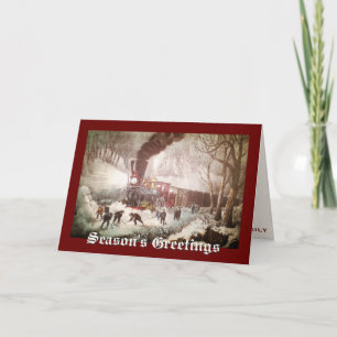 Festiva Tarjeta de Navidades del tren enlazado a la nieve