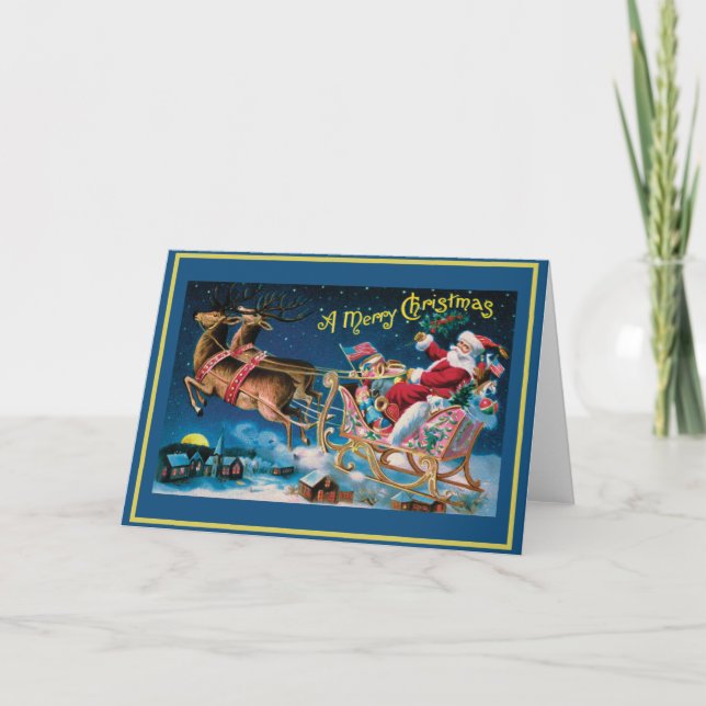 Festiva Tarjeta de Navidades del Viejo Mundo Vintage (Anverso)