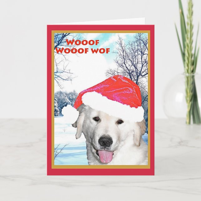 Festiva Tarjeta de navidades, divertido Golden Retriever (Anverso)