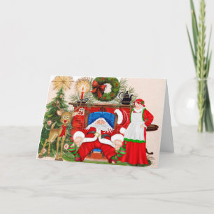 Festiva Tarjeta de Navidades divertidos con Santa Claus