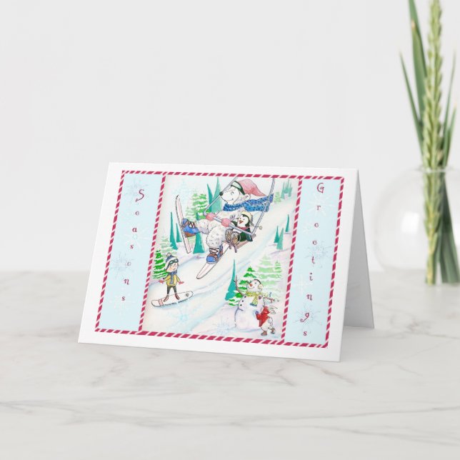 Festiva Tarjeta de Navidades divertidos de invierno (Anverso)