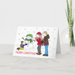 Festiva Tarjeta de Navidades divertidos de Snowman