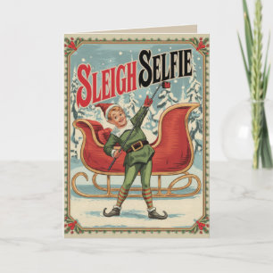 Festiva Tarjeta de Navidades divertidos EDITABLE Vintage