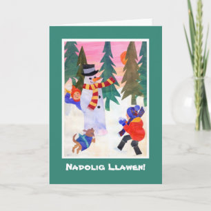 Festiva Tarjeta de Navidades divertidos en galés, hombre d