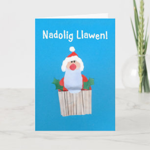 Festiva Tarjeta de Navidades divertidos, galés, pastel con
