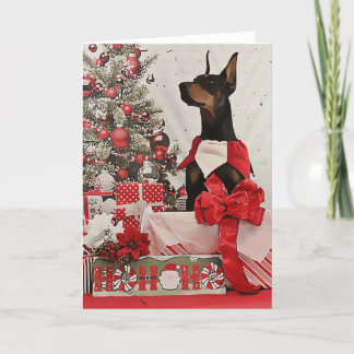 Festiva Tarjeta de Navidades Doberman