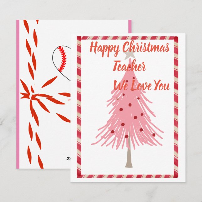 Festiva Tarjeta de Navidades docentes , con amor (Anverso / Reverso)
