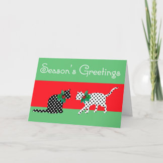 Festiva Tarjeta de Navidades Dotty Cats
