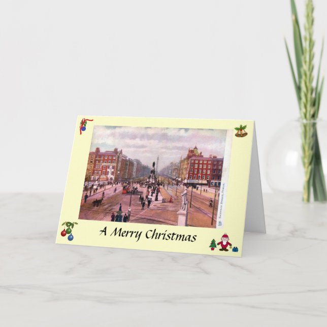 Festiva Tarjeta de Navidades - Dublín, Irlanda (Anverso)
