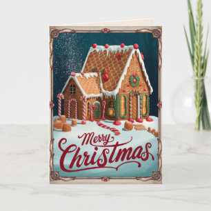 Festiva Tarjeta de Navidades EDITABLE Vintage Xmas de cuat