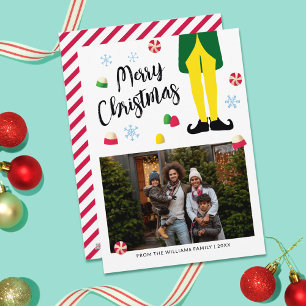 Festiva Tarjeta de Navidades Elf con foto