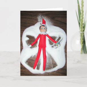 Festiva Tarjeta de Navidades Elf Snow Angel