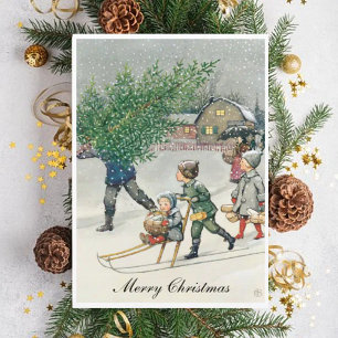 Festiva Tarjeta de Navidades Elsa Beskow