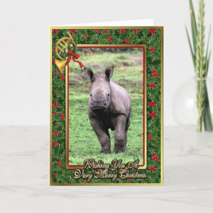 Festiva Tarjeta de Navidades en blanco animal africano de
