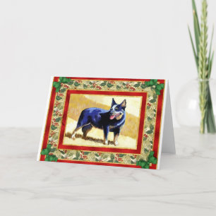 Festiva Tarjeta de Navidades en blanco de perro de ganado