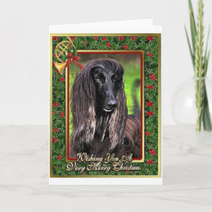 Festiva Tarjeta de Navidades en blanco de perro honrado af