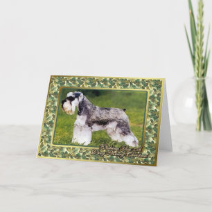 Festiva Tarjeta de Navidades en blanco de Schnauzer en min