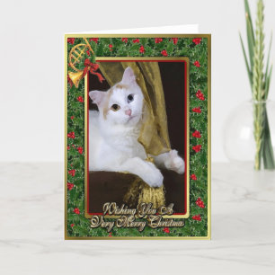 Festiva Tarjeta de Navidades en blanco de Van Cat en turco