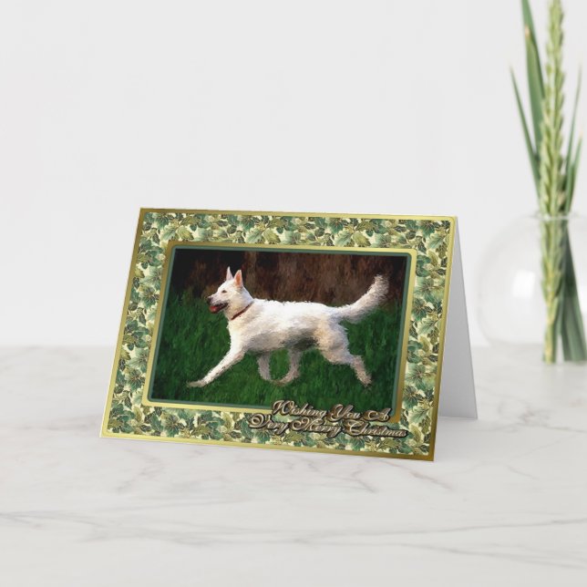 Festiva Tarjeta de Navidades en blanco para pastores alema (Anverso)