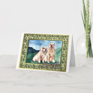 Festiva Tarjeta de Navidades en blanco para perro de Spani