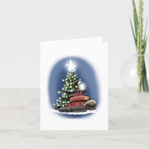 Festiva Tarjeta de Navidades en bote de tugueo