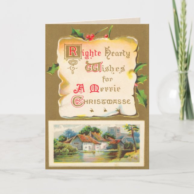 Festiva Tarjeta de Navidades escoceses vintage (Anverso)