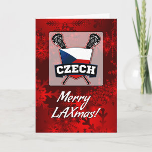 Festiva Tarjeta de Navidades Escudo Lacrosse de bandera ch