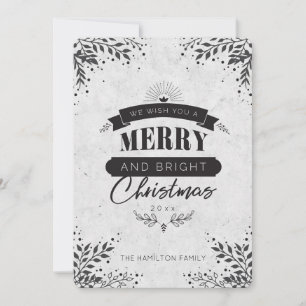 Festiva Tarjeta de Navidades exclusiva elegante en blanco