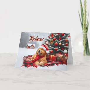 Festiva Tarjeta de Navidades externos de Golden Retriever