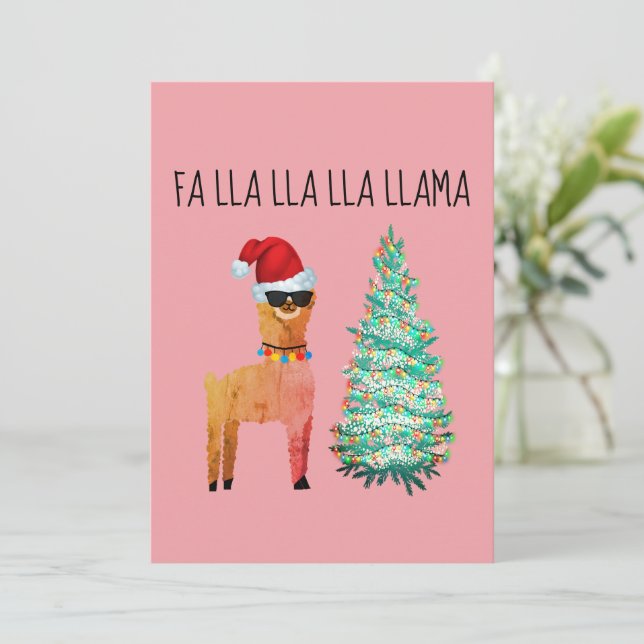 Festiva Tarjeta de Navidades Fa lla lla llama llama (Anverso de pie)