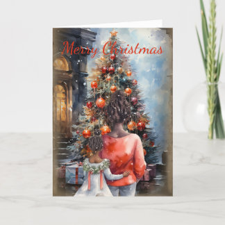 Festiva Tarjeta de Navidades familiares afroamericanos
