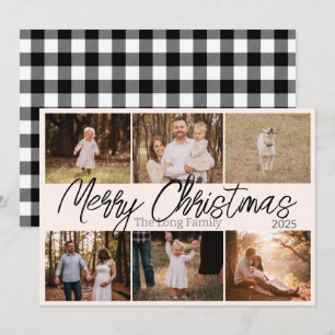Festiva Tarjeta de Navidades familiares de fotos negras en