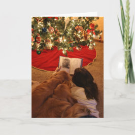 Festiva Tarjeta de Navidades familiares de Golden Retrieve