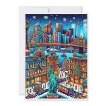 Tarjeta de Navidades festivos de la ciudad de Nuev