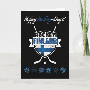 Festiva Tarjeta de Navidades finlandeses de hockey