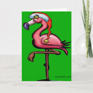 Festiva Tarjeta de Navidades Flamingo