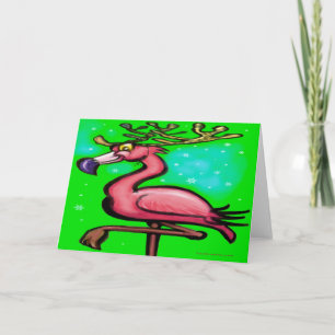 Festiva Tarjeta de Navidades Flamingo