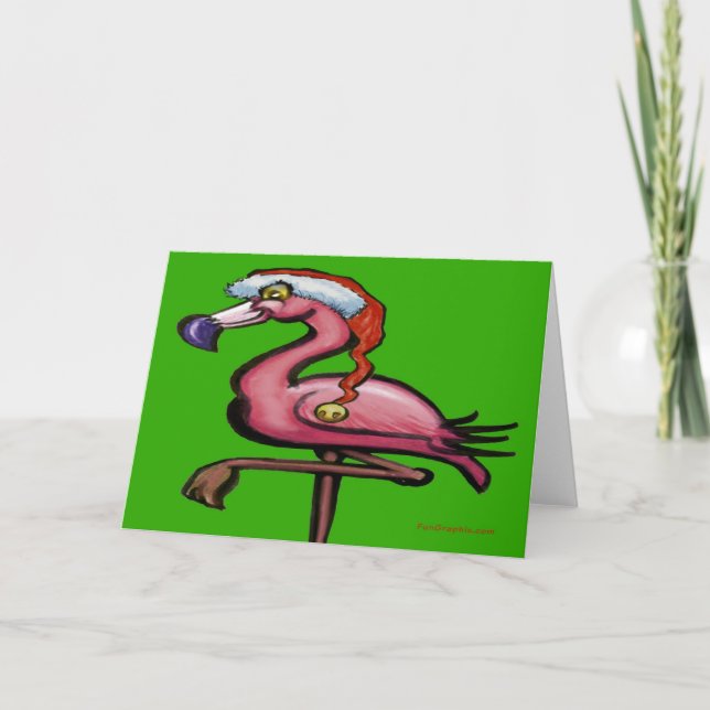 Festiva Tarjeta de Navidades Flamingo (Anverso)