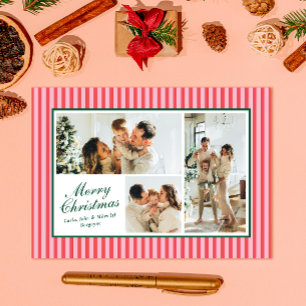 Festiva Tarjeta de Navidades fotográficos 3 de banda roja